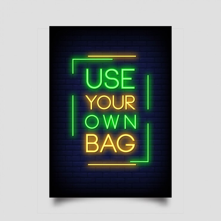 Vetor use seu próprio estilo de sinal de néon de bolsa