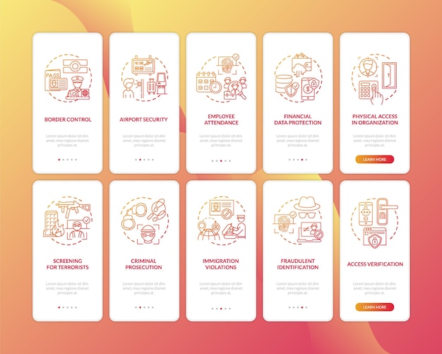 Uso da biometria na tela da página do aplicativo móvel com conceitos