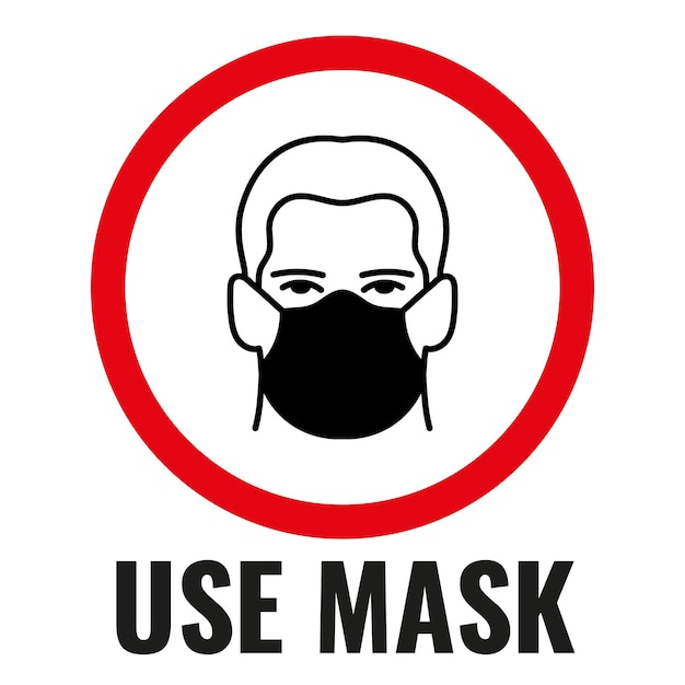 Uso obrigatório de um sinal de informação de máscara isolado no fundo branco.