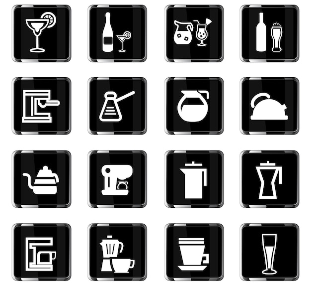 Utensílios para bebidas ícones vetoriais para design de interface de usuário