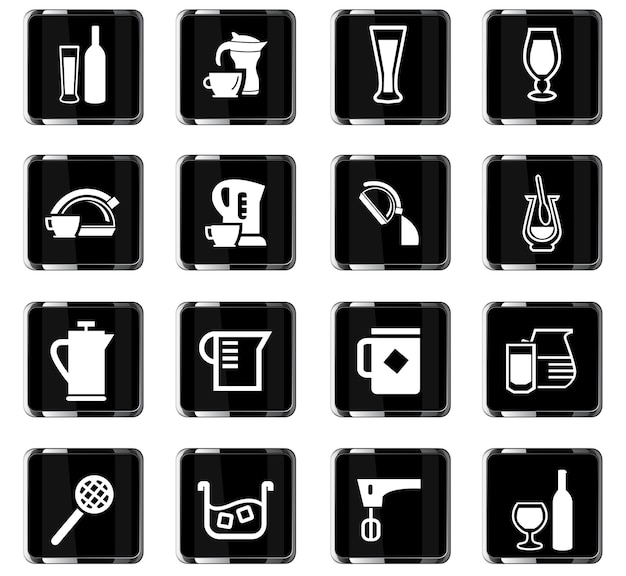 Utensílios para bebidas ícones vetoriais para design de interface de usuário