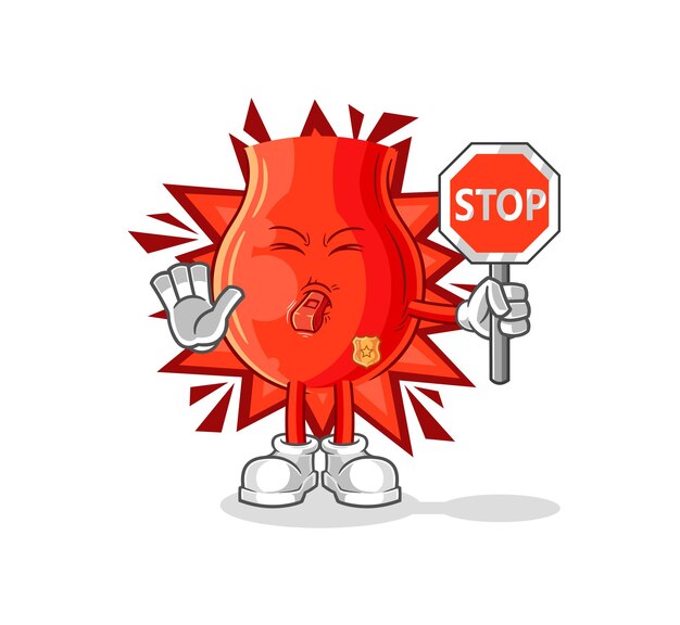 Uvula segurando o vetor de mascote de desenho animado de sinal de stop