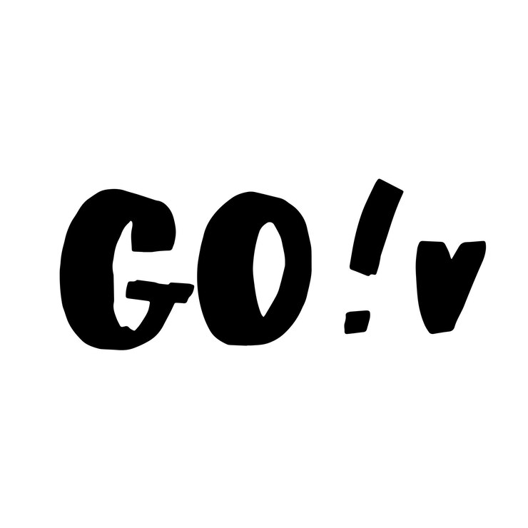 Vetor vá, cartaz e conceito de adesivo em estilo geométrico de memphis com texto go. mensagem de ícone para banner, pos