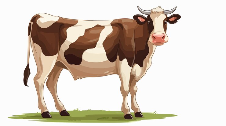 Vetor vaca caprichosa na fazenda ilustração vetorial de desenho animado com fundo branco isolado
