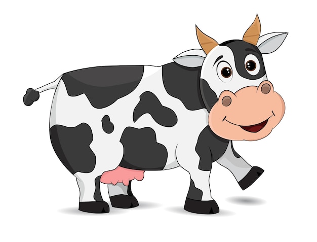 vaca de desenho animado sorrindo isolado no fundo branco