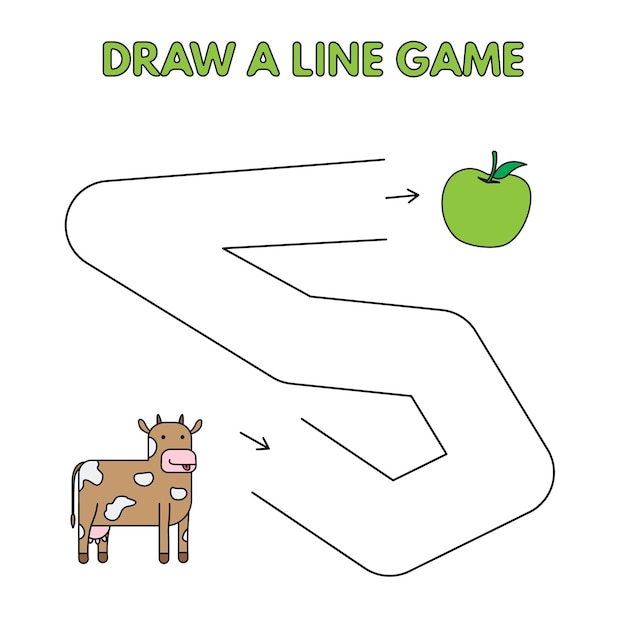 Vaca dos desenhos animados desenhar um jogo de linha para crianças