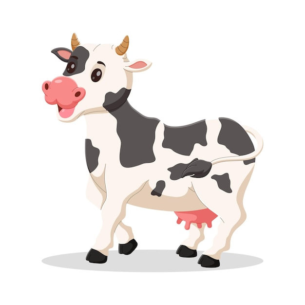 Vaca feliz de desenho animado isolada em ilustração vetorial branca