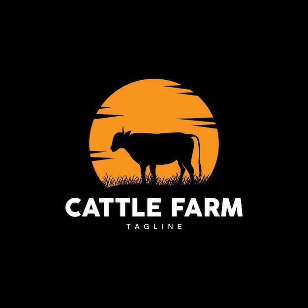 Vaca logotipo gado fazenda vetor silhueta simples design minimalista ilustração símbolo modelo
