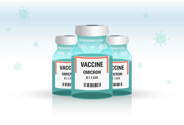 Vacina Covid19 B11529 Vacina contra o vírus omicron Três frascos de vacina Imagem vetorial com