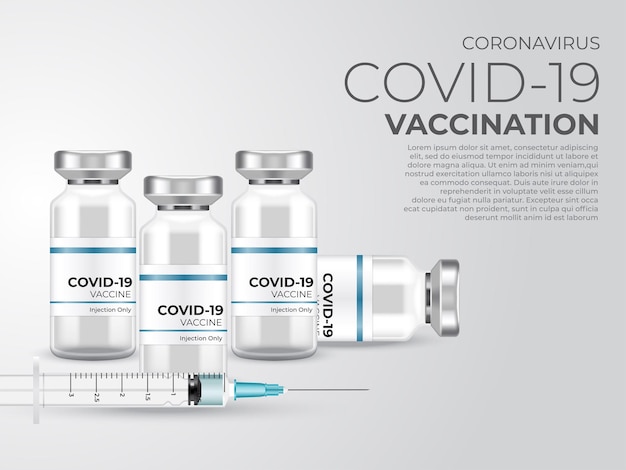 Vacina para o coronavírus. vacinação contra o vírus corona covid-19 com frasco de vacina e injeção de seringa