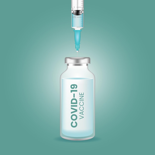 Vacina para o coronavírus. vacinação do vírus corona covid-19 com frasco de vacina e injeção de seringa para tratamento de imunização covid-19.