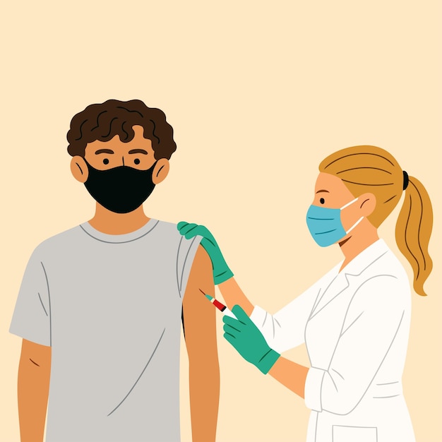 Vacinação Profissional médico dando uma injeção a um paciente