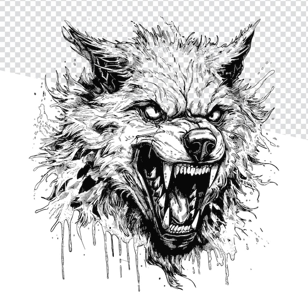 Vagando pela noite Intrincada ilustração de lobo preto e branco Tatuagem Flash Página para colorir