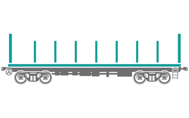 Vagão de carga ferroviário de plataforma aberta - vagão de vetor