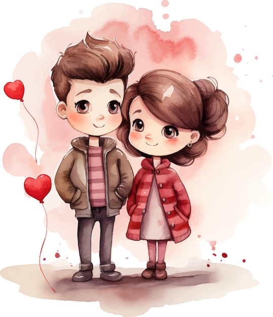 Vetor valentine_couple_cartoon_lovely (em inglês)