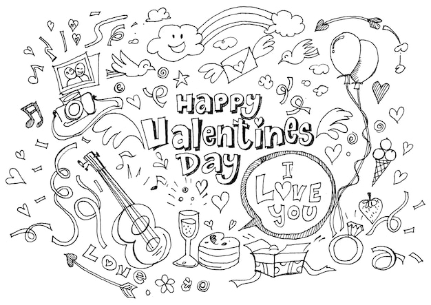 Vetor valentine doodle mão desenhar amor