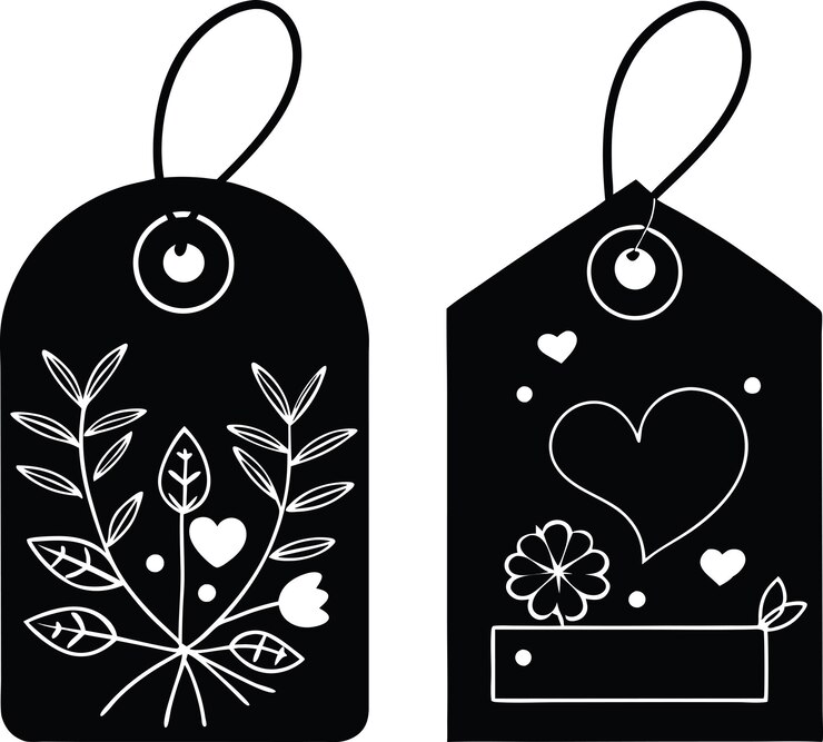 Vetor valentine gift tags vetor de silhueta tag de presente tag de valentine imprimível vector de valentina tag