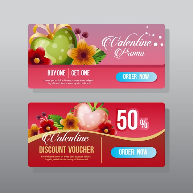 Valentine web banner ornate love flower