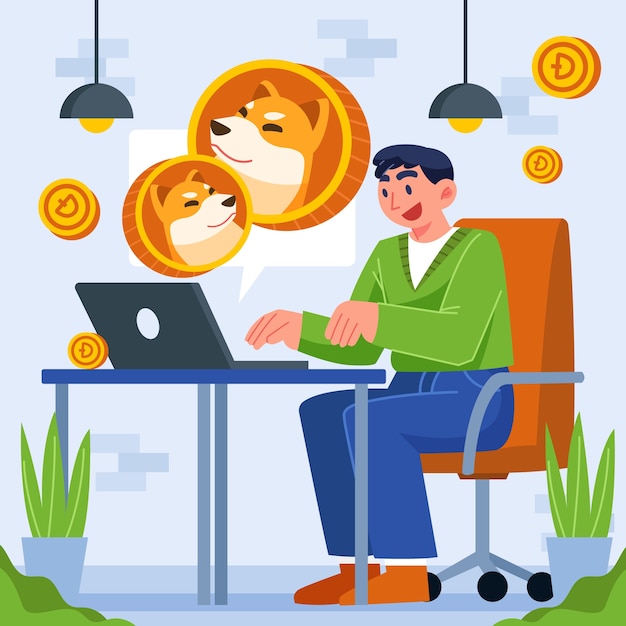Valiosa ilustração criptomoeda dogecoin