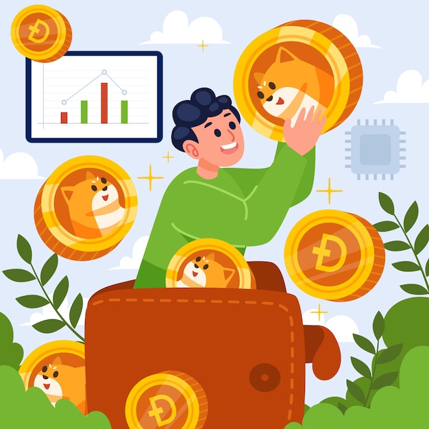 Valiosa ilustração criptomoeda dogecoin