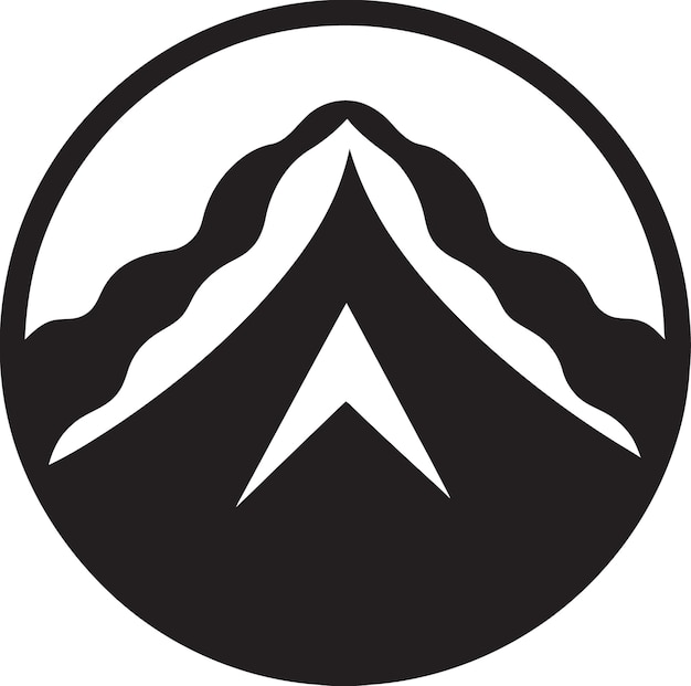 Valor vulcânico majestade montanhosa em preto emblema fúria forja ícone preto para o poder do vulcão