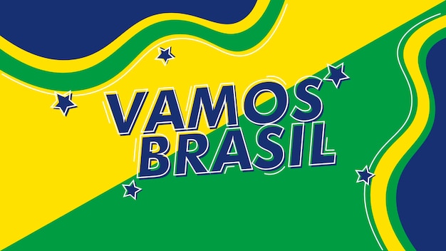 Vetor vamos brasil visual de texto 3d