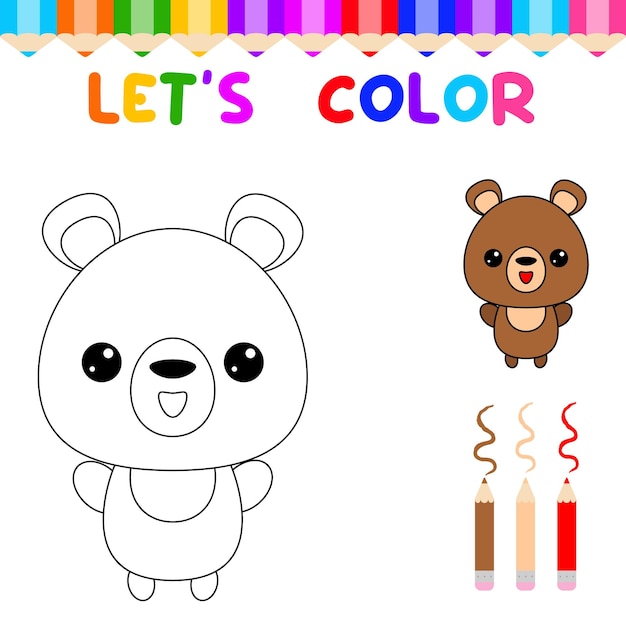 livro para colorir com uma página de bear.coloring para jogos kids