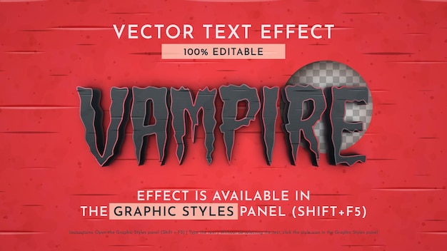 Vampire Editable Texto Efeito Estilo Gráfico Vector Mockup e Template Slogan e Companhia de Marca