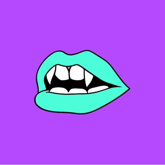 Vetor vampiros mouth with tosca lips symbol icon design social media post ilustração vetorial plana