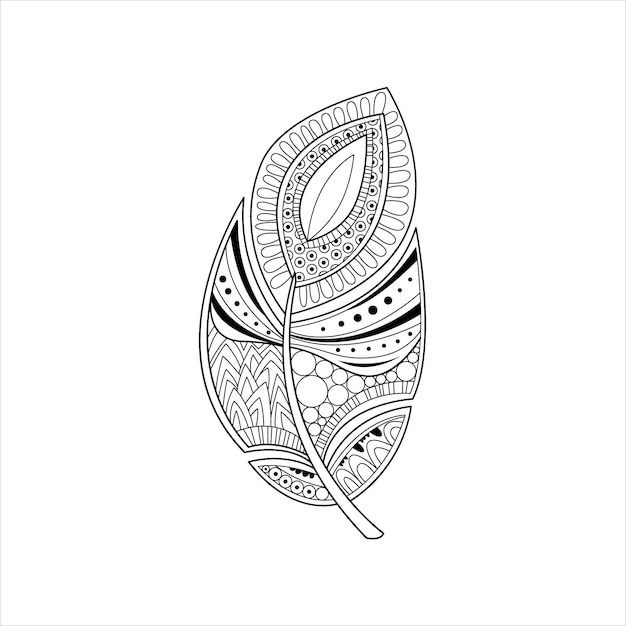 Vaned feather zentangle para colorir