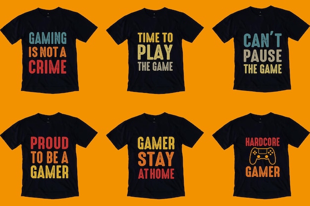 Vetor vantage typography t shirt design bundle gaming tshirt design bundle gamer vantage t shirt design