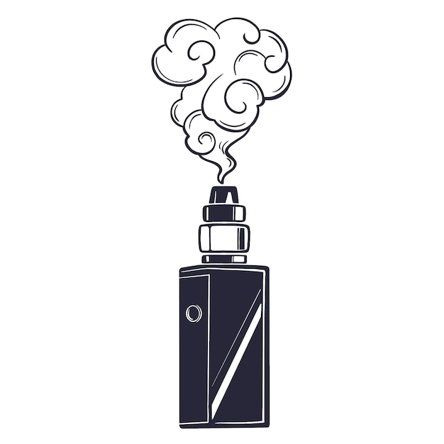 Vape de cigarro eletrônico com ícone de vetor de fumaça