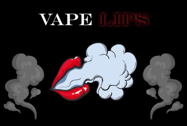 Vetor vape lips smoke logo design