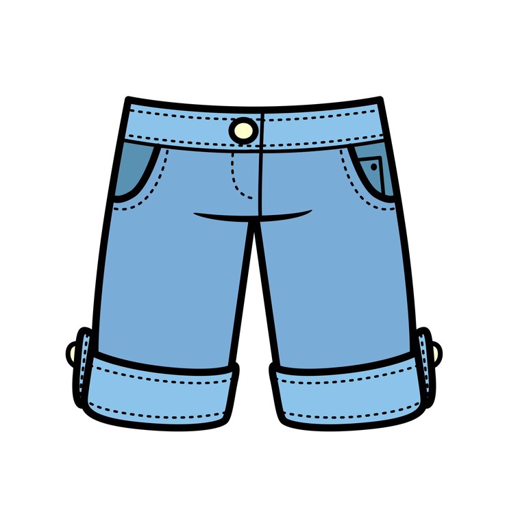 Vetor variação de cor de short jeans azul para colorir página isolada no fundo branco