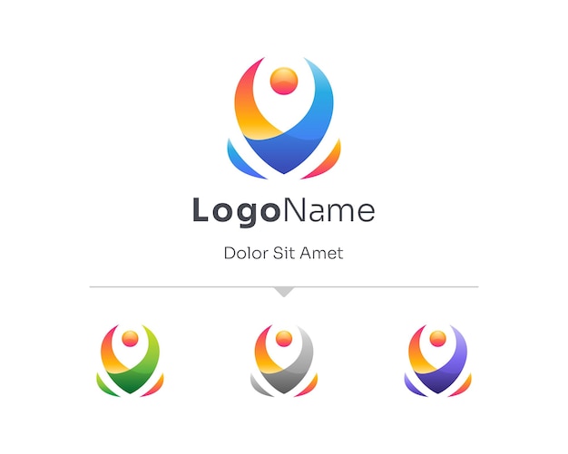 Variações abstratas de logotipo de pessoas coloridas