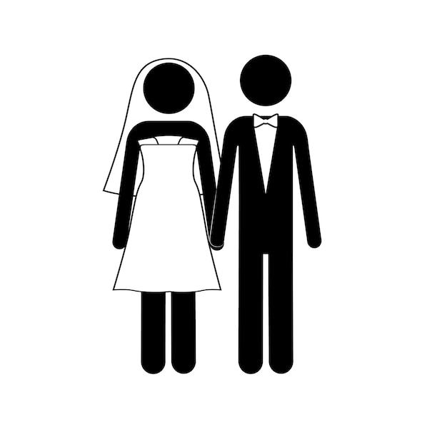 Variante de silhuetas de casamento dos noivos