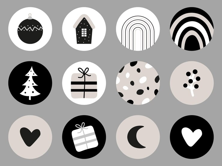 Vetor várias capas de natal conjunto de ícones nórdicos para capas de destaque de histórias de mídia social
