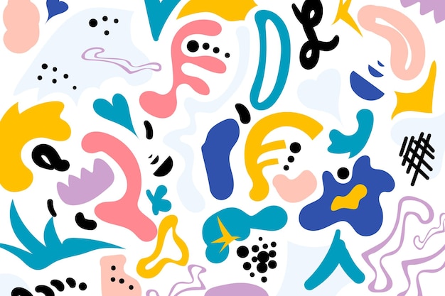 Várias formas desenhadas à mão e objetos de rabiscos Ilustração em vetor moderna e moderna abstrata Elementos vetoriais isolados em um fundo branco