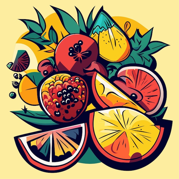 Vetor várias frutas design doodle ilustração vetorial