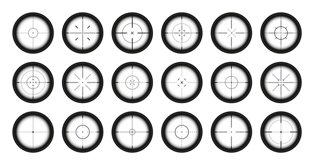 Várias visões de armas rifle de atirador de precisão telescópios ópticos arma de caça visor com alvo cruzado tiro