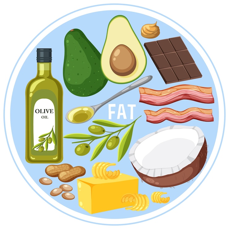 Vetor variedade de alimentos gordurosos