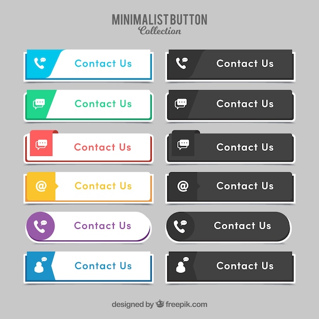 Variedade de botões de contacto elegantes