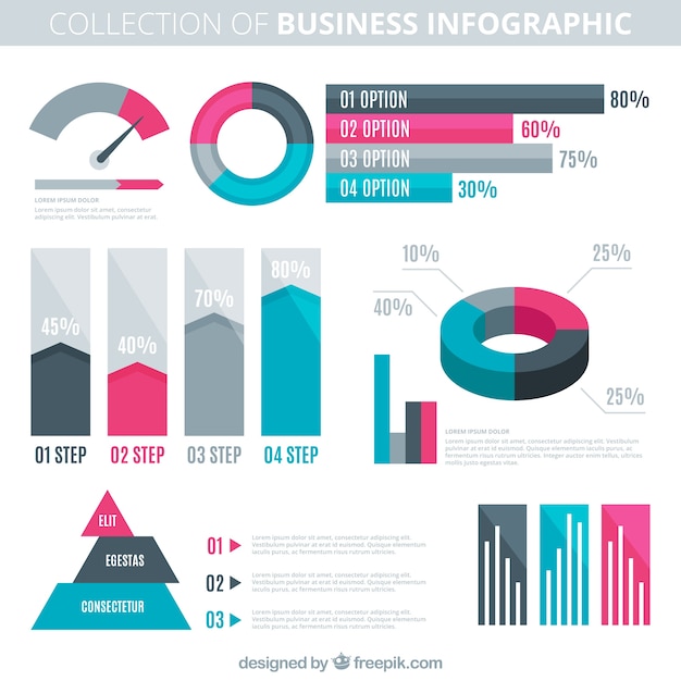 Variedade de elementos infográfico para empresas