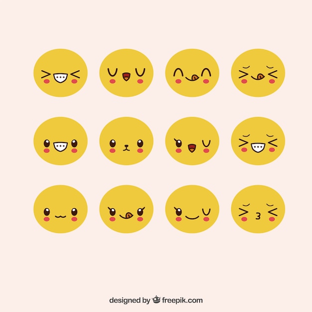 Variedade de emoticons expressivos bonitos