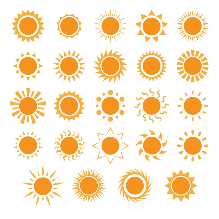 Vetor variedade de ícones do sol
