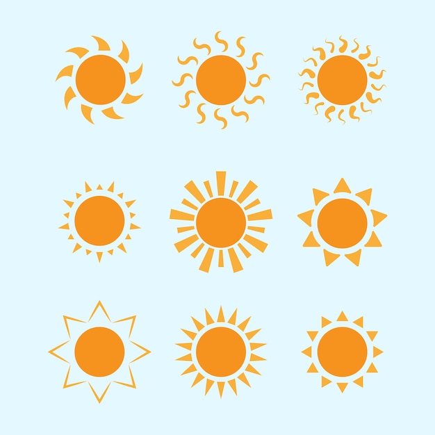 Variedade de ícones do sol