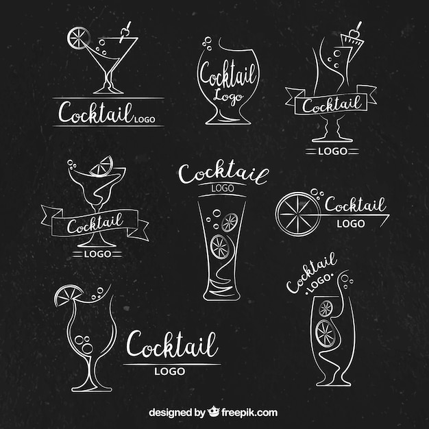 Variedade de logos com bebidas decorativos