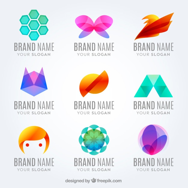 Vetor variedade de logotipos abstratos em cores