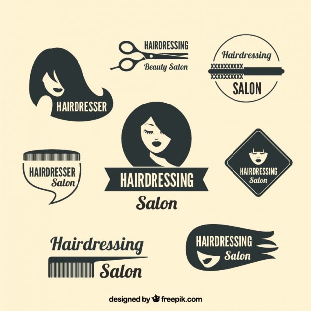 Vetor variedade de logotipos de cabeleireiro