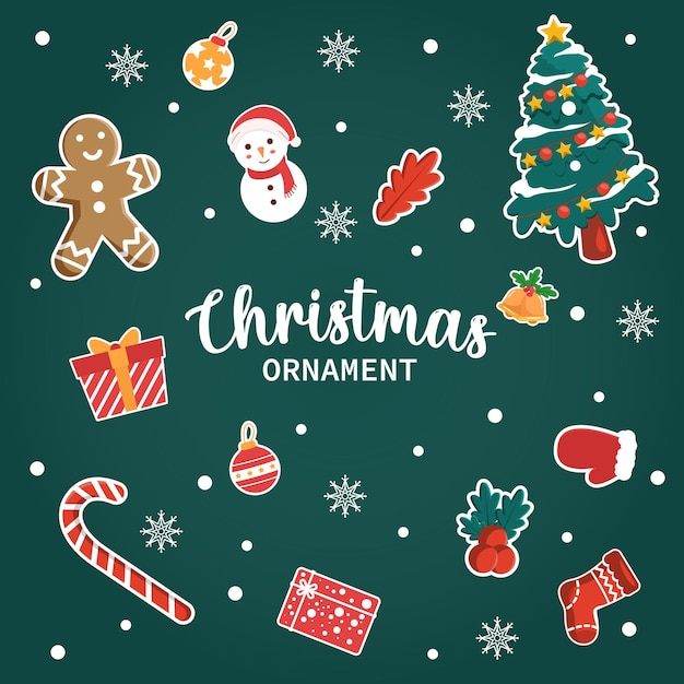 Variedade de ornamentos para fundo de Natal